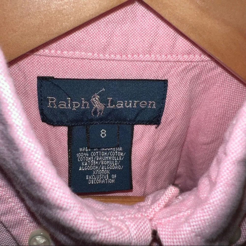 Ralph Lauren Boys Button Down Pink Oxford Long Sleeve Shirt